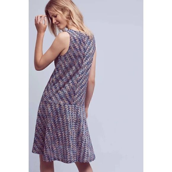Anthropologie Maeve Swingy Drop Waist Chevron Westwater Knit Dress - Picture 2 of 10